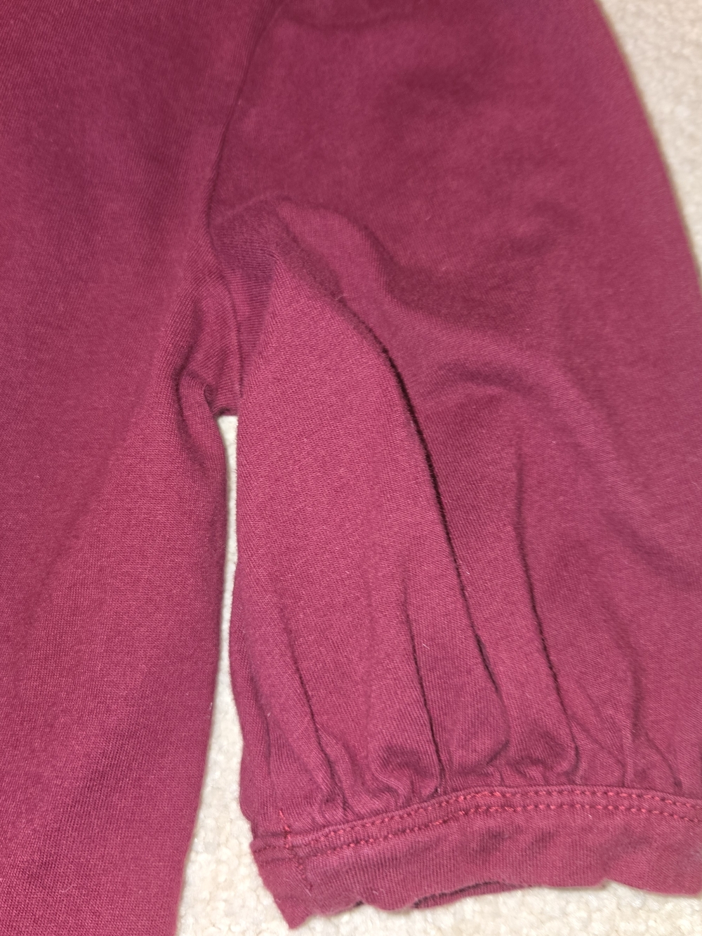 LOFT Wine Embroidered V-Neck Puff Sleeve Top Womens Size XS - Picture 6 of 10